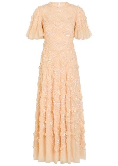 Needle & Thread Carmen Ruffled Tulle Gown In Pink