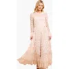 Needle & Thread Celia Long Sleeve Ankle Gown In Pink