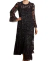 Needle & Thread Celia Long Sleeve Ankle Gown In Black