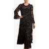 Needle & Thread Celia Long Sleeve Ankle Gown In Black