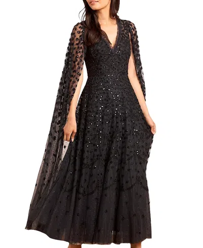 NEEDLE & THREAD CLOVER CAPE SLEEVE ANKLE GOWN