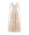 Needle & Thread Clover Cape Sleeve Ankle Gown In Gold