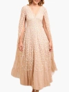 Needle & Thread Clover Cape Sleeve Ankle Gown In Nude