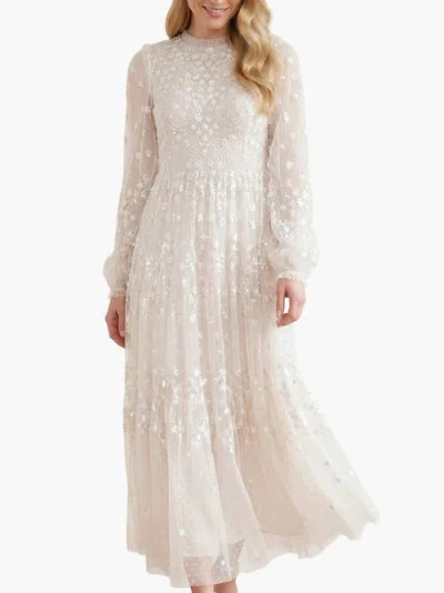 Needle & Thread Clover Long Sleeve Maxi Gown In White