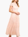 Needle & Thread Clover Short Sleeve Ankle Gown In Multi