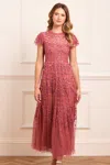 Needle & Thread Clover Short Sleeve Ankle Gown In Pink