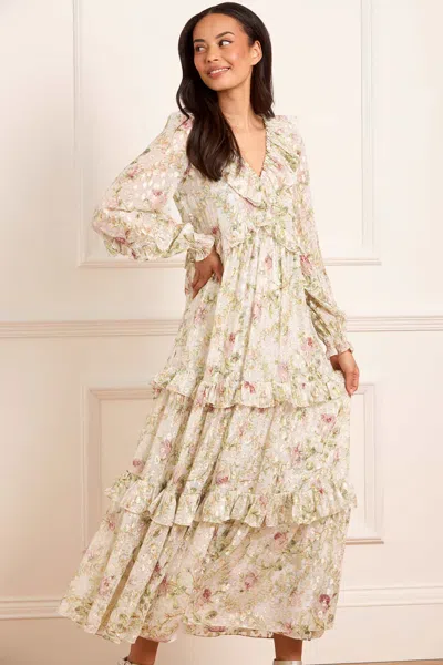 Needle & Thread Colette's Rose Cherie Lurex Ankle Gown In Multi