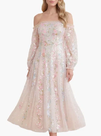 Needle & Thread Confetti Gloss Off-shoulder Dress In Pink