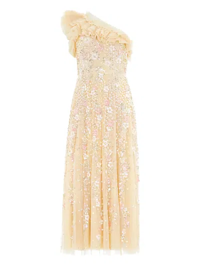 Needle & Thread Confetti Ruffled Sequin-embellished Dress In Neutral