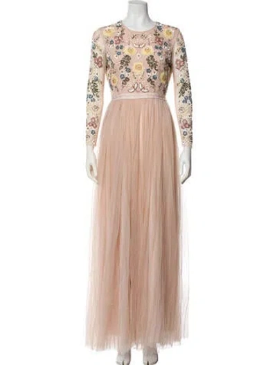 Pre-owned Needle & Thread Crew Neck Long Dress In Multi