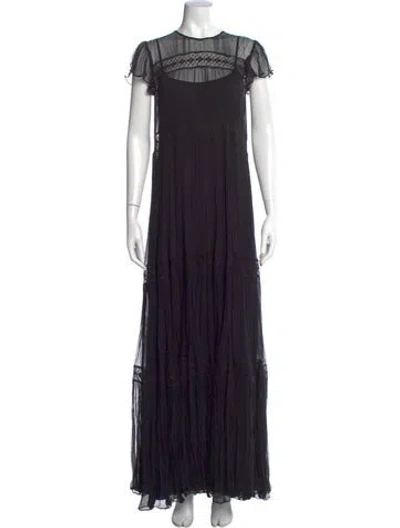 Pre-owned Needle & Thread Crew Neck Long Dress W/ Tags In Black