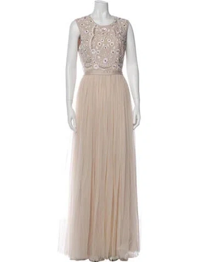 Pre-owned Needle & Thread Crew Neck Long Dress W/ Tags In Neutral