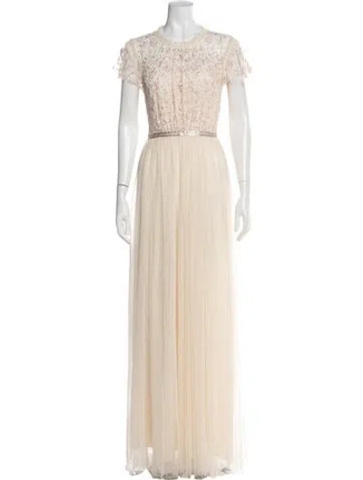Pre-owned Needle & Thread Crew Neck Long Dress W/ Tags In Pink