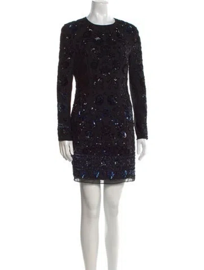 Pre-owned Needle & Thread Crew Neck Mini Dress In Black