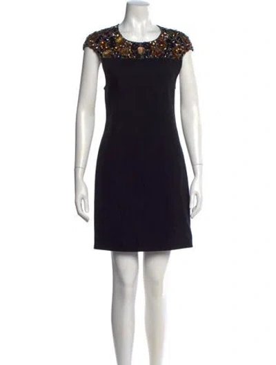 Pre-owned Needle & Thread Crew Neck Mini Dress In Black