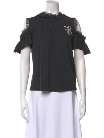 Pre-owned Needle & Thread Crew Neck Short Sleeve Top In Gray