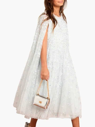 Needle & Thread Dahlia Clover Cape Kids Dress In Blue