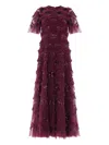 Needle & Thread Daisy Wave Ruffled Sequin-embellished Tulle Gown In Red