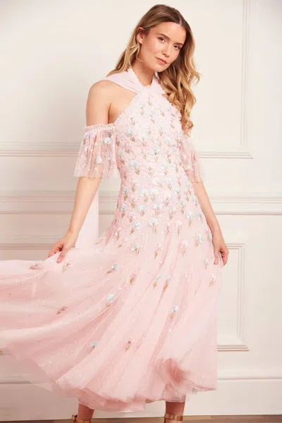 Needle & Thread Dandelion Ditsy Halter-neck Ballerina Dress In Pink