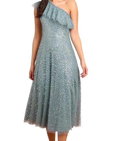 Needle & Thread Dappled Sequin One-shoulder Ballerina Dress In Blue