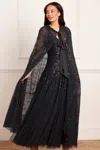 Needle & Thread Dappled Sequin Hooded Long Cape In Black