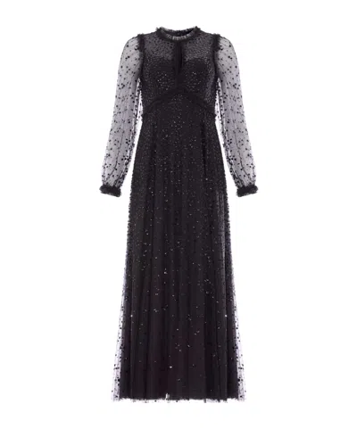 NEEDLE & THREAD DAPPLED SEQUIN LONG SLEEVE ANKLE GOWN