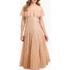 Needle & Thread Dappled Sequin Off-shoulder Ankle Gown In Pink
