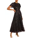 Needle & Thread Womens Deco Dot Sequin Woven Gown Graphite In Black