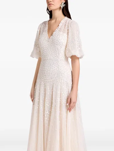 Needle & Thread Embellished Ruffled Midi Dress In Multi