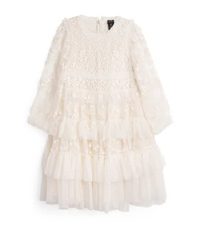 Needle & Thread Kids' Embroidered Blossom Lace Dress In White