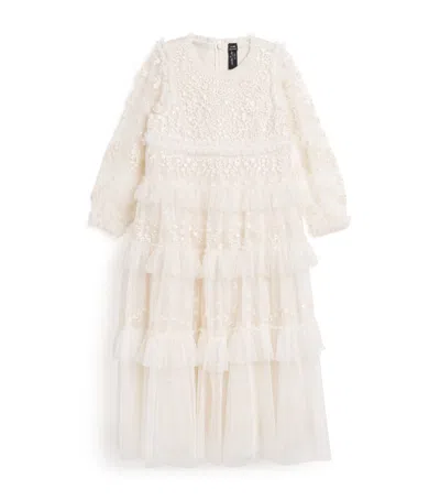 Needle & Thread Kids' Embroidered Blossom Lace Dress In Neutral