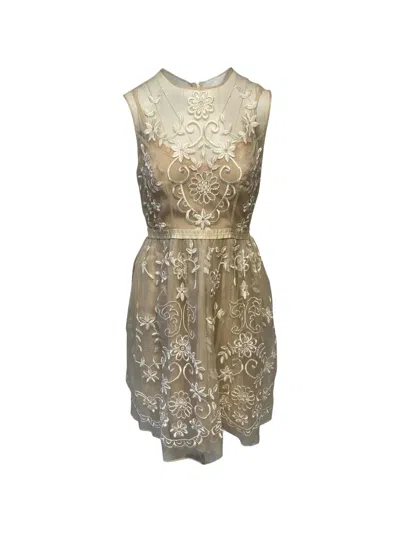 Pre-owned Needle & Thread Embroidered Lace Dress In Neutral