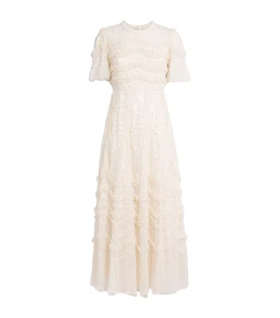 Needle & Thread Embroidered Tulle Gianna Maxi Dress In White