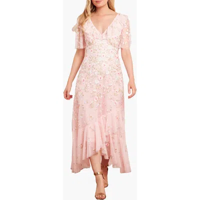 Needle & Thread Ethereal Blooms Frill Ankle Gown In Pink
