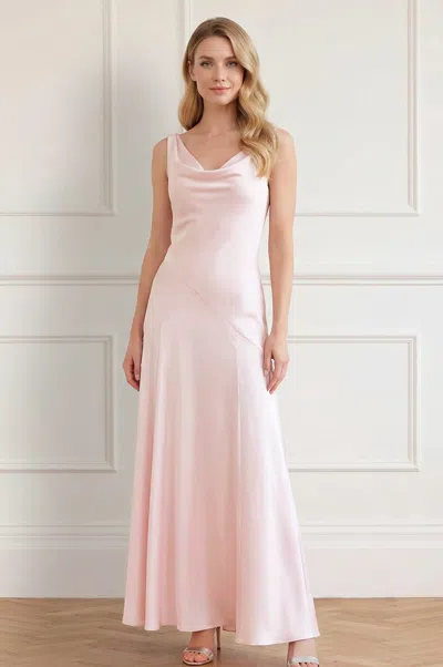 Needle & Thread Evangeline Satin Cowl Neck Gown In Pink