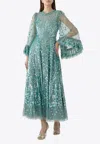 Needle & Thread Fern Ankle Sequin-embellished Gown In Blue