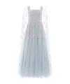 Needle & Thread Floral Cape Sleeve Gown In Blue
