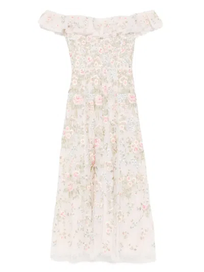 NEEDLE & THREAD FLORAL-EMBROIDERED DRESS