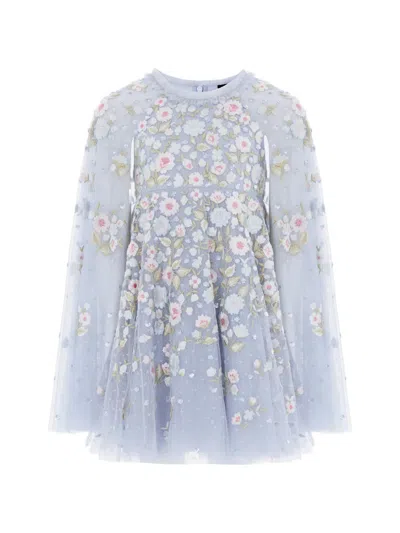 Needle & Thread Floral Embroidered Dress In Blue