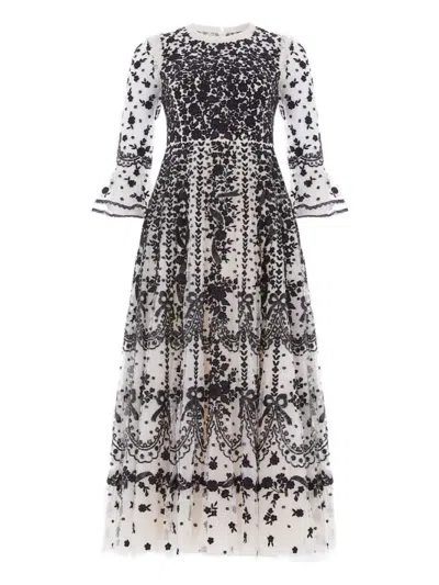 NEEDLE & THREAD FLORAL-EMBROIDERED DRESS