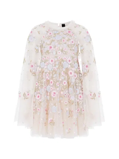 Needle & Thread Floral Embroidered Dress In Neutral