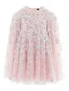Needle & Thread Girls Dahlia Ditsy Cape Dress In Pink