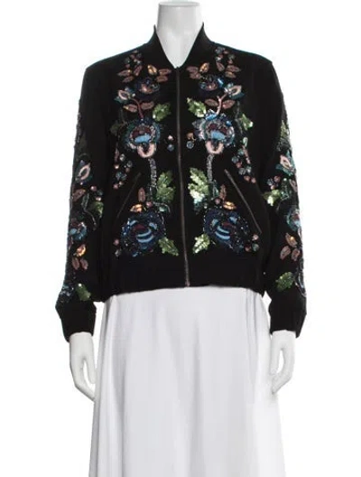 Pre-owned Needle & Thread Floral Print Bomber Jacket In Multi