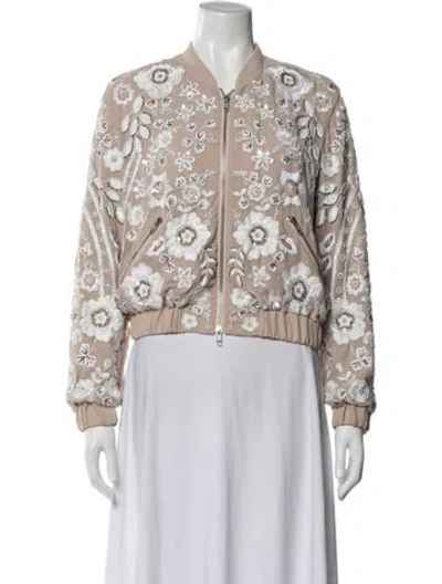 Pre-owned Needle & Thread Floral Print Evening Jacket In Neutral