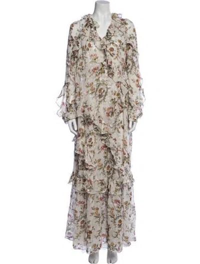 Pre-owned Needle & Thread Floral Print Knee-length Dress In Neutral