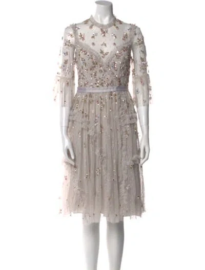 Pre-owned Needle & Thread Floral Print Knee-length Dress In Neutral