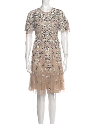 Pre-owned Needle & Thread Floral Print Knee-length Dress In Neutral