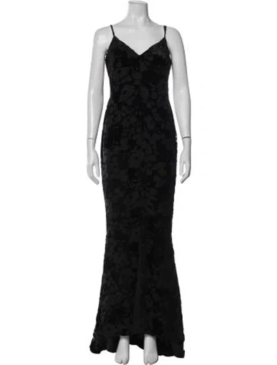 Pre-owned Needle & Thread Floral Print Long Dress In Black