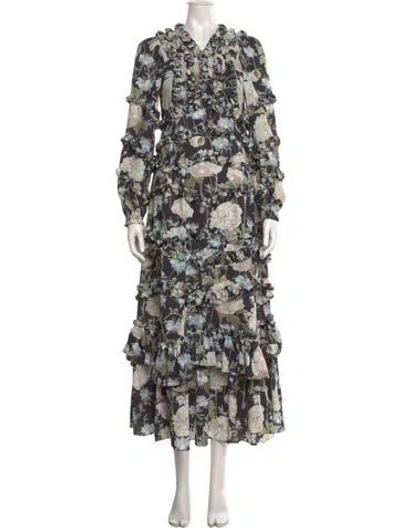 Pre-owned Needle & Thread Floral Print Long Dress In Multi