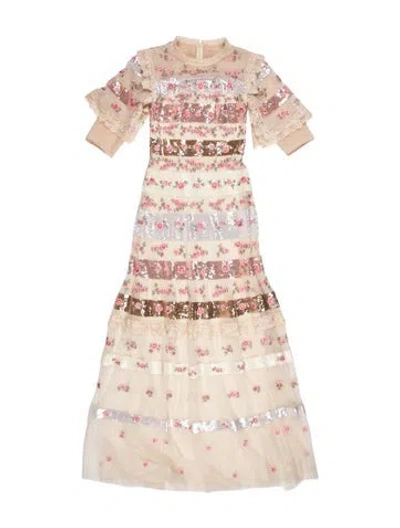 Pre-owned Needle & Thread Floral Print Long Dress In Multi